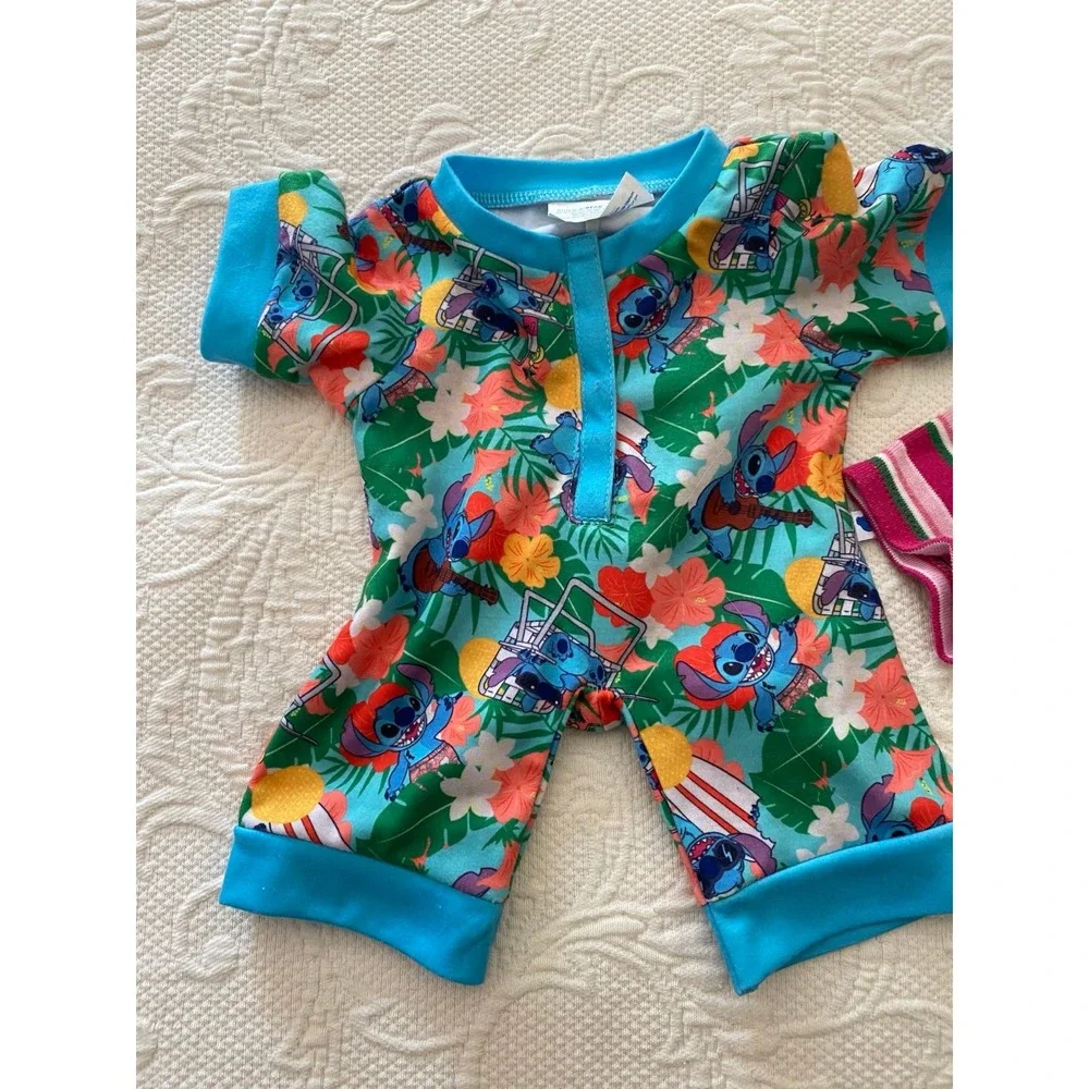 BAB Build A Bear 2 Lot Stitch Pajama Outfit Stripped Polo Gem